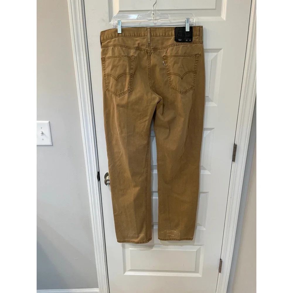 Levis‎ 514 Straight Fit Pants Mens 36x32 Tobacco Brown Tan Cotton Twill